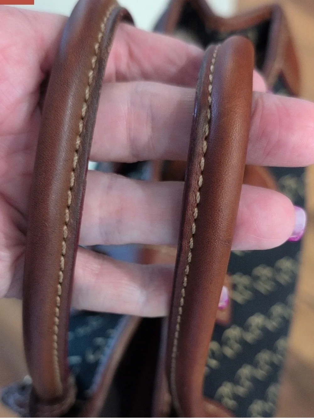 Dooney & Bourke Black Signature Canvas Satchel with Brown Leather Trim